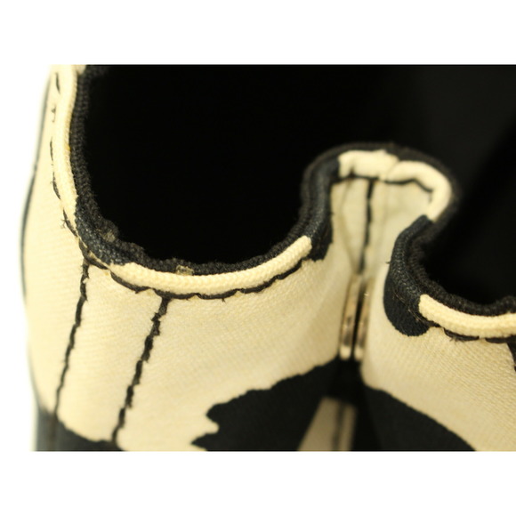 Prada Kanapa Handbag Canvas Cow Pattern Black Ivory - Picture 9 of 16